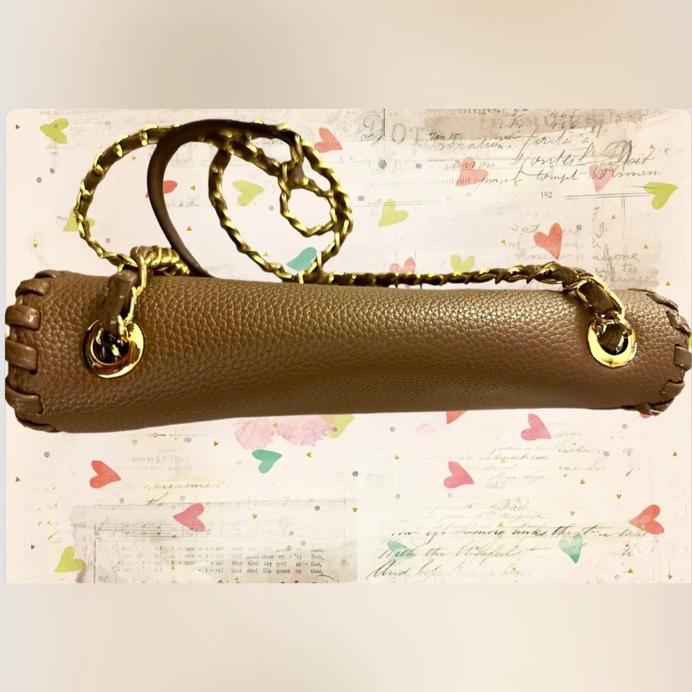 Tory Burch Leather Marion Whipstitch Crossbody Bag with Leather/Gold Chain Strap